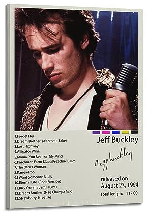 Jeff Poster 90er Jahre inspirierendes Musiklied Buckley Poster dekorative Malerei Leinwand Wandposter und Kunstdruck, modernes Familienschlafzimmer-Dekor-Poster 20 x 30 cm