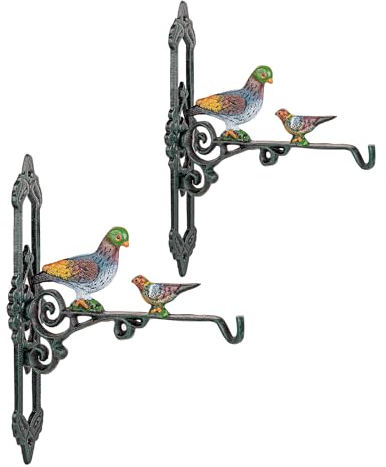 Sungmor, Soporte colgante resistente de hierro fundido de 25,5 cm de profundidad, ganchos decorativos de jardín para plantas, cestas colgantes, macetas de flores, comedero de pájaros, campanillas de
