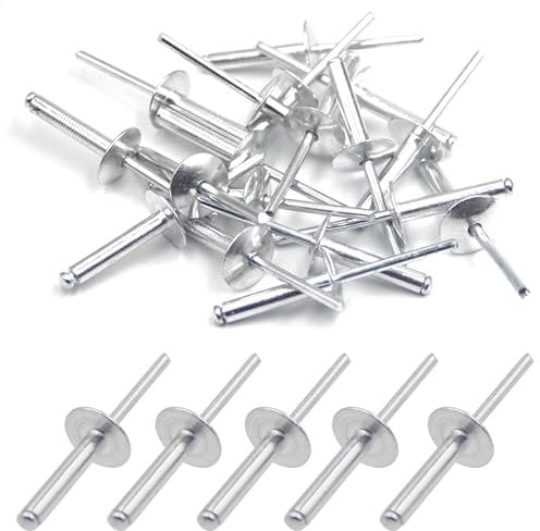 BESTYCHAO 50pcs Rivets aveugles en aluminium avec large bride 4.8mm x 25mm, paquet de 50 (Argenté)
