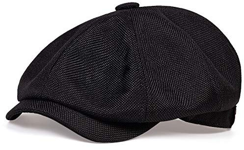 JZTDYPP Schiebermütze Herren Lässige Newsboy-Mütze Für Männer Und Frauen, Frühling Und Herbst, Retro-Baskenmütze, Schirmmütze, Wilde Papa-Hüte, Unisex, Wilde Achteckige Kappe, Schwarz, 56–