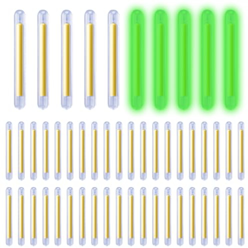 KSJEHW Knicklicht für Angelruten,Knicklichter Angeln,Fishing Glow Sticks,50pc 4 * 38mm Angeln LeuchtstäBe,Float Glow Stick Nachtfischen,Nachtfischen Fluoreszierendes Licht,Nachtlicht Knicklicht