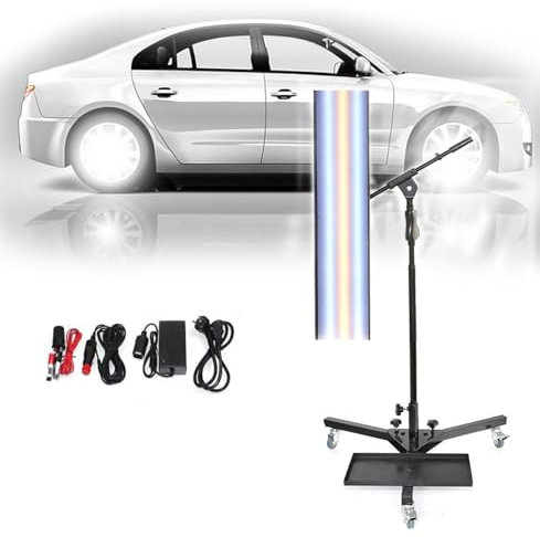 BLUEZY Lackfreie Dellen Reparaturwerkzeuge Mit Drehbarem Und Verstellbarem Ständer, Auto-Dellen-Reparatur-Kontrollleuchte, Dellen Reparaturset Auto, LED-Linientafel – 6 Farben