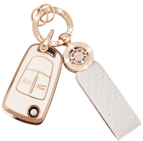 Koaudb Autoschlüssel Hülle Passt für Vauxhall Opel Corsa Astra Vectra Zafira Signum Meriva Tigra Insignia Combo 2 Tasten Auto Schlüssel Cover TPU Schlüsselhülle mit Schlüsselanhänger (C-Opl-2F)