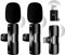 Rynli Wireless Lavalier Microphones 2 Pack, Clip-On Mic for iPhone & Android, 2.4GHz Portable Mini Mic for Live Streaming, Vlogs, with Type-C & Lightning 8 Pin