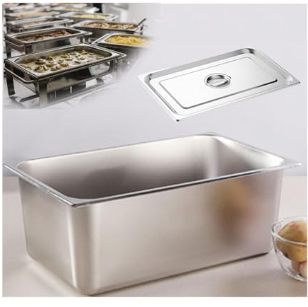 NJDQFA Rechteckig Buffet Speisenwärmer,Thermobehälter Für Speiseeis,Edelstahl Meal Prep Boxen Gastronormbehälter,1/1(53 * 32.5),20cm0.8side
