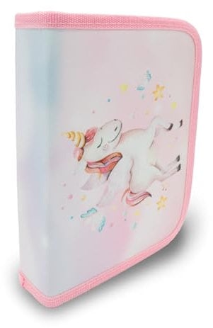 itenga Schüler-Etui 28 teilig gefüllt 1-Zipper Federmäppchen für Jungen und Mädchen (Einhorn)