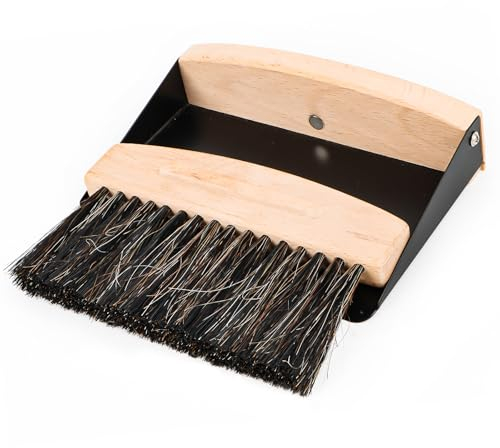 Set da tavolo in legno e metallo, pala e scopa, scopa da tavolo e pala, mini scopa e spazzola, spazzola da tavolo (nero 1)