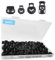 Comforty 40 Stück Schwarze Schnürsenkel aus Kunststoff mit Doppelloch, 4 Arten Von Schnürsenkel mit Federschnalle, 10 Stück Pro Set, passend für Kleider, Kordelzüge, Rucksäcke und Schnürsenkel