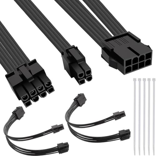 DAOKAI 8-Pin to 8+4-Pin Power Adapter Cable,8 Pin Female to CPU ATX 8 Pin and 4 Pin Male Power Supply Extension Cable 7.87in(20cm) for Motherboard - 2pcs