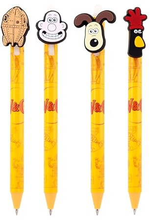 Puckator Inkredible Erasable Pen with PVC Wallace & Gromit Topper - Cool Cute Aesthetic Back To School Supplies Erasable Gel Pens - Pen With Eraser Rubber For Kids Office Writing Drawing
