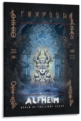 Poster mit nordischer Mythologie, Alfheim Reich des Lichts, Malerei auf Leinwand, Wandkunst, Poster, Rollbild, Wanddekoration, Heimposter, 40 x 60 cm