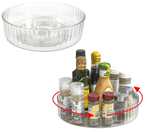 Drehteller Organizer 2 Stück Küchen Kühlschrank Organizer 360°Lazy Susan 22cm 28cm Küchen Gewürzregal Gewürz Organizer, Drehbares Organizer für Schrank Unterschrank Waschbecken Schminktisch
