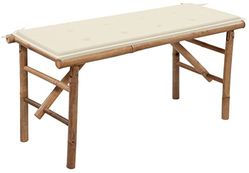 Iiaky Banc de Jardin Pliable avec Coussin 118 cm Bambou,Banc De Jardin,Banquette De Jardin,Décoration De Jardin