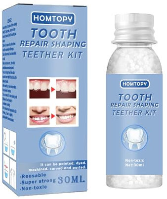Temporary Tooth Restoration Kit, Tooth Restoration Denture Restoration Beads for Temporary Fixation Filling Missing Broken Teeth Plastic