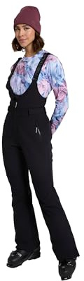 Animal Powder Womens Bib Front Ski Pants - Snow Proof & Breathable Trousers with Padded Insulation, Fleece Lined - Winter Skiing, Winter Sports, Walking Black Women's Size 14