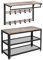 VASAGLE Wandgarderobe, Schuhbank, Wandregal mit Ablage und 10 Haken, Schuhregal mit 3 Ebenen, Aufbewahrung, Metallgestell, Flur, Eingangsbereich, Industrie-Design, Greige-schwarz LCR173G01