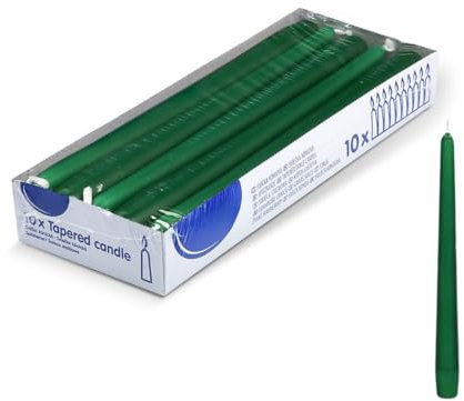 DeinPack 10 Spitzkerzen - Dunkelgrün - Dekorative Haushaltkerzen - Brenndauer 8 Stunden - Festliche Kerzen für Party, Hochzeit und andere Anlässe