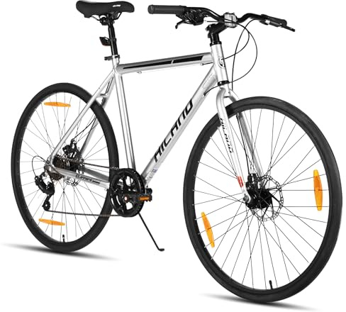 HILAND Clifford Trekkingrad 28 Zoll, 7-Gang Fahrrad mit Aluminium Rahmen und Scheibenbremsen, Crossbike für Damen und Herren, Flatbar Cityrad für Pendler, Alltag und Touren, Rahmenhöhe 53 57cm