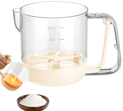Hand-Pressed Cream Beating Cup | Hand-Pressed Semi-Automatic Whisk with Scale,Multifunctional HandPush Mixer, Kitchen Gadget for Baking & Cooking,Kitchen Gadget for Family Baking Or Party Preparation
