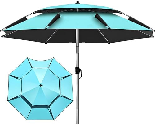 Generico Ombrellone da Spiaggia, Ombrellone da Pesca Inclinazione da Esterno con Protezione UV con Ancoraggio per Sabbia e Borsa per Trasporto(Bleu,200cm/6.5ft)