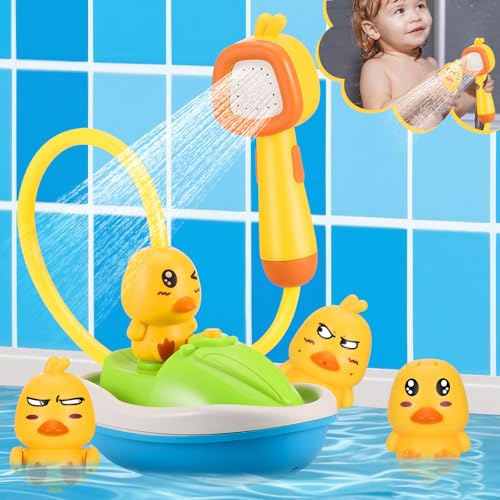 Kssvzz Baby Bath Shower Head Toys for 1 2 3 Year Olds, Little Ducks Toddler Bath Toys, Electric Water Pump Toy, Shower Gifts for Girls and Boys 12-18 Months