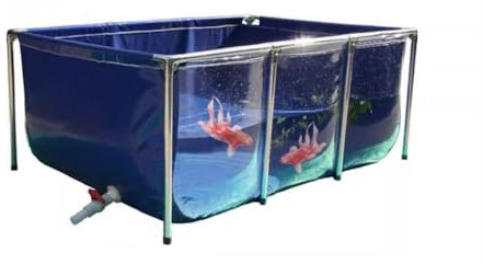 Piscina Elevada Para Acuario Estanque De Acuario Grande For Peces Y Mascotas Acuáticas, Lona De PVC Resistente Y Estructura De Acero, Ventana Transparente, Hábitat Perfecto For Peces Al Aire Libre, Fá