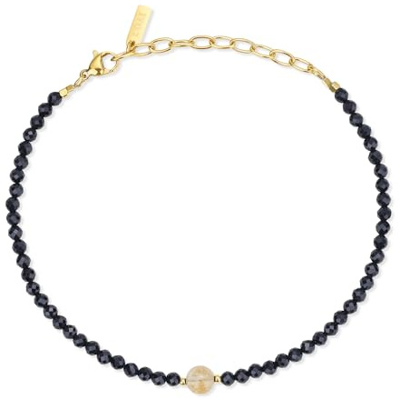 COAI Bracelet de Cheville Tourmaline Noire Femme, Bracelet Cheville Citrine