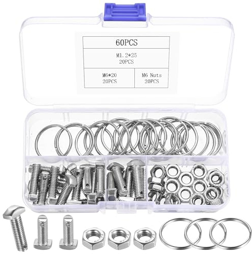 20 viti a testa martello, M6 x 20 mm e 20 dadi e 20 anelli in acciaio inox, testa martello, set di dadi per serra con dado ad anello, accessori per serra fotovoltaica