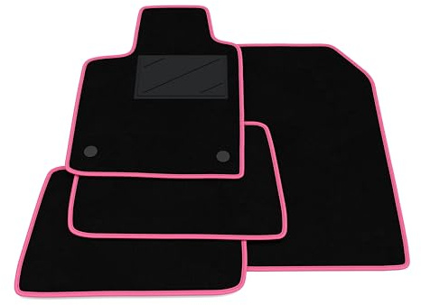 Set de Tapis de Voiture compatibles avec Renault Twingo 2 2007-2014 | Tapis sur Mesure en Moquette, Tapis Voiture sur Mesure, Bordure Fuchsia