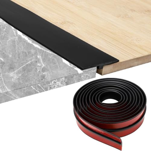 Übergangsprofil, T Profil Übergangsleiste Bodenleiste Selbstklebender, Türschwellen Leiste Spaltabdeckung Trennleiste für Türschwellen und Verbindungsböden (2M*5CM Schwarz)