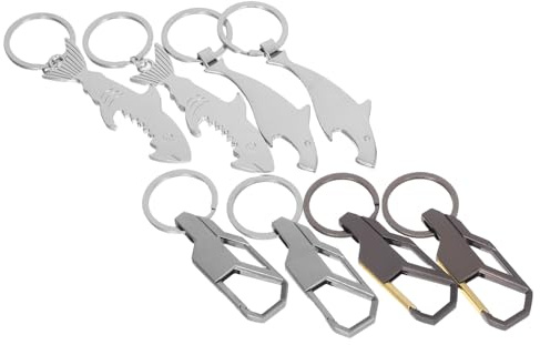 SOIMISS Porte-Clés Décapsuleur en Acier Inoxydable Forme Requin Lot de 8 Pièces Compact et Portable Barbecue Camping et Maison