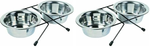 Trixie Eat on Feet Two Stainless Steel Bowl Set for Dog, 0.45 Litre (Pack of 2)