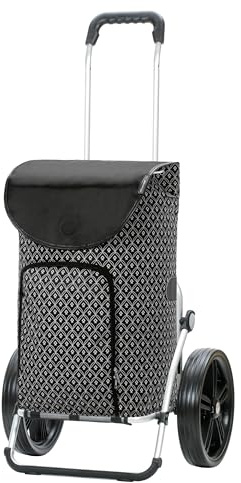 ANDERSEN Einkaufstrolley - Royal Shopper Famke schwarz | mit Kugellagerrädern, große Räder, 29 cm, aus Alu, bis 50 kg - Tasche mit Thermofach, Innenfach, Fronttasche, 47 L