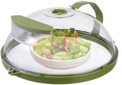 Tapa para Microondas - 30cm Tapa para Alimentos | Tapà para Microondas para Alimentos con Depósito de Agua, Protector Anti-Salpicaduras Transpirable y Ventilado, Cesta de Lavado Multi-Uso y Soporte pa