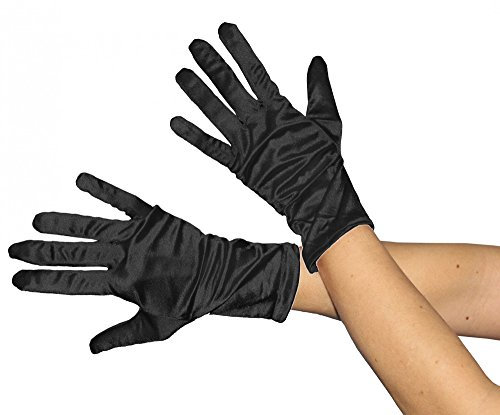 Foxxeo Kurze glänzende Schwarze Handschuhe 20er Jahre Damen Fasching Kostüm