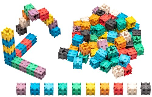 WISSNER active learning 100 Interlocking Cubes 2 x 2 cm, made Out of RE-Wood In 10 Colours