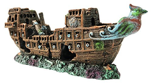 SLOCME Aquarium Piratenschiff Dekoration - Resin Schiffbruch Ornamente, Umweltfreundlich für Süß- und Salzwasser, Sunken Schiff Zubehör