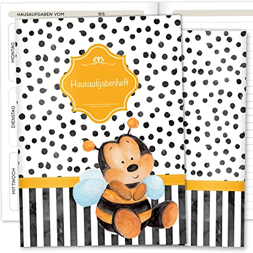 OLGS Hausaufgabenheft Hülle Creative Royal inkl. Heft Schulheft Schutzhülle Umschlag Geschenkidee Einschulung Grundschule (ohne Personalisierung, Biene)