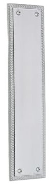 Infinity Decor® Solid Brass Georgian Rectangular Shaped 290 x 67mm Finger Push Plate for Door in Heavy Duty with 5mm Plate Thickness in Satin Chrome