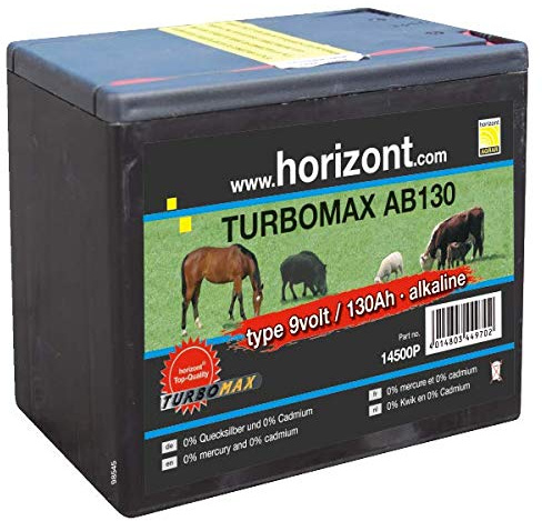 horizont Turbomax Batterie alcaline pour clôture de pâturage 9 V 130 Ah