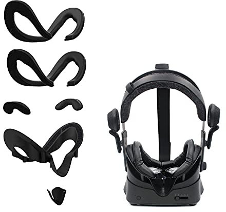 AMVR Facial Interface Bracket & PU Leder Foam Face Cover Pad Replacement & Leak Nose Pad & Protective Lens Cover Comfort Set, für Valve Index VR Headset