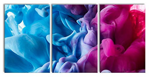 Pixxprint Tintentropfen vermischen Sich im Wasser, XXL Leinwandbild in Übergröße 240x120cm Gesamtmaß 3 teilig, Wandbild, Kunstdruck