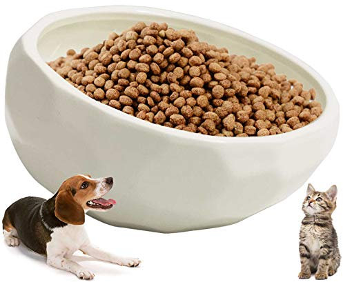 kathson Ceramic Dog Bowls, Animal Pet Food Bowl Dog Water (White)