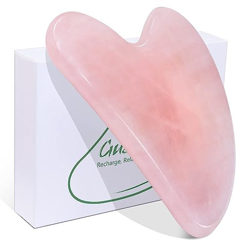 BAIMEI Gua Sha Facial Tool for Self Care, Guasha Tool for Face and Body Treatment, Made of Rose Quartz, Skin Care Gifts for Women