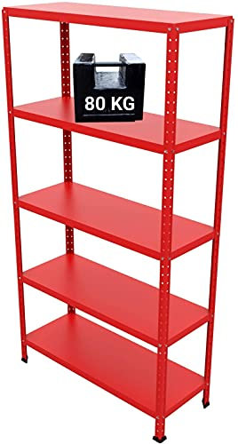 GRIMA Steckregal rot 80 kg Tragkraft pro Boden, 1 Regalboden, Ausziehbar, Metall, Freistehend, Bodenmontage, 43 cm x 110 cm x 16 cm