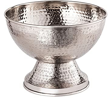 Weinkühler Eiskühler Sektkübel Metall ø 29 cm rund Silber o. Gold Aluminium gehämmert Silber Sektkühler