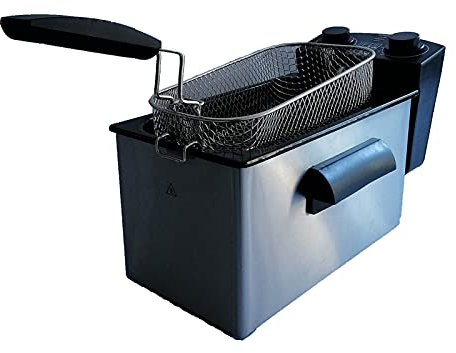 Freidora de grasa profunda de 3L, freidora de 2000 W con control de temperatura, cesta de acero inoxidable Freidora de grasa profunda, tapa extraíble, tanque de aceite antiadherente, fácil de limpiar