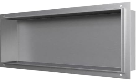 BERNSTEIN® Wandnische aus Edelstahl BS206010 randlos – 60 x 20 x 10 cm – Duschablage für Bad-Utensilien – flexibler Einbau - befliesbare Duschnische in der Farbe Edelstahl