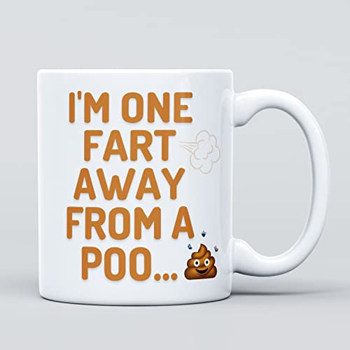 Panther Print I'm One Fart Away from A Poo Rude Large Heavy Duty Ceramic Novelty Funny Coffee Mug, Cup for Men & Women, Girls & Boys – Gift for Birthday, Christmas, Dad, Father, Colleagues