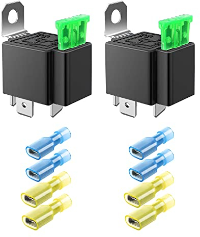 GUUZI 2 Pack 30A 12V DC 4-Pin SPST Relè Fusibile Auto Camion -30A ATO/ATC Relè Interruttore (8 Pezzi Terminale Nylon)